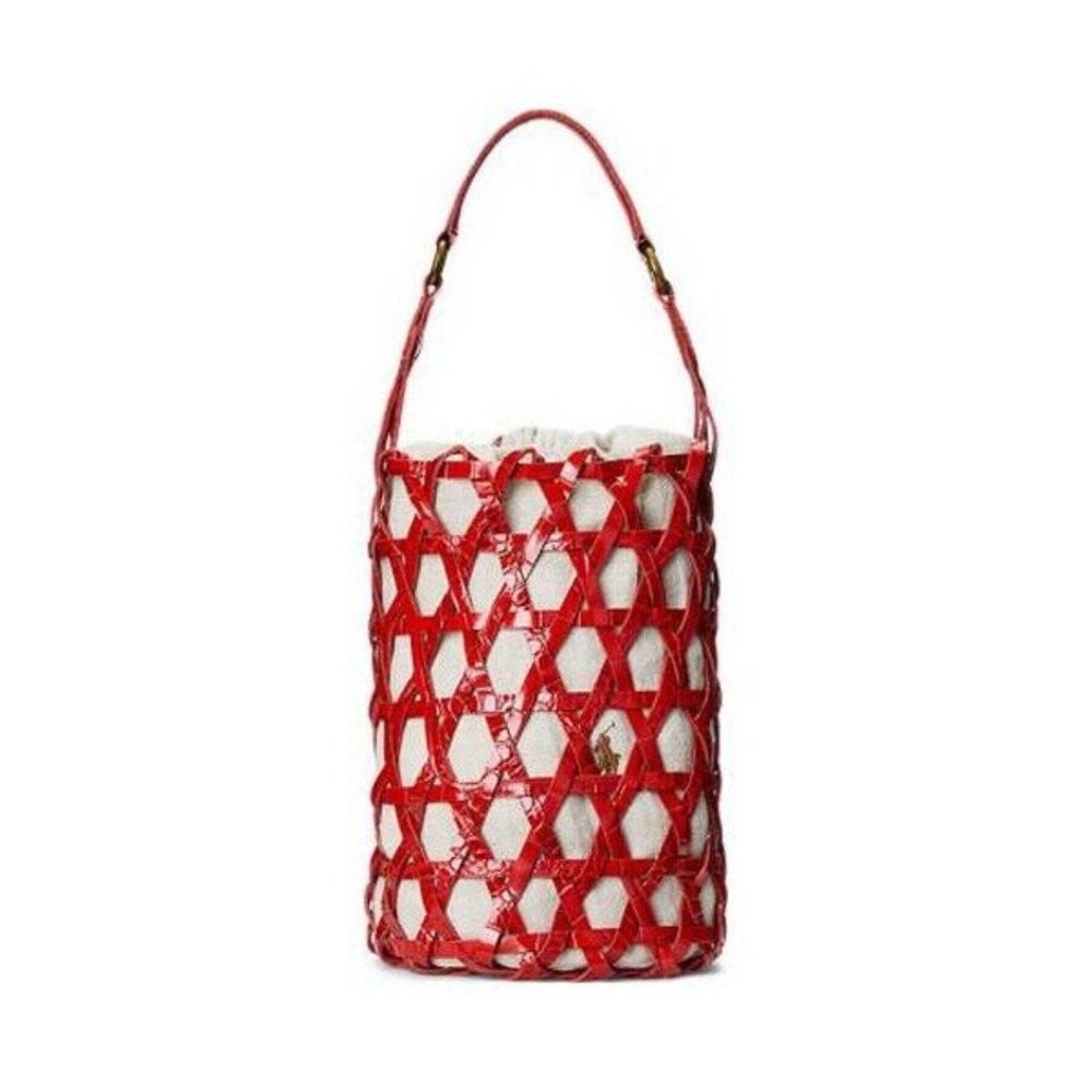 Polo Ralph Lauren Leather Basket Weave Bucket Bag